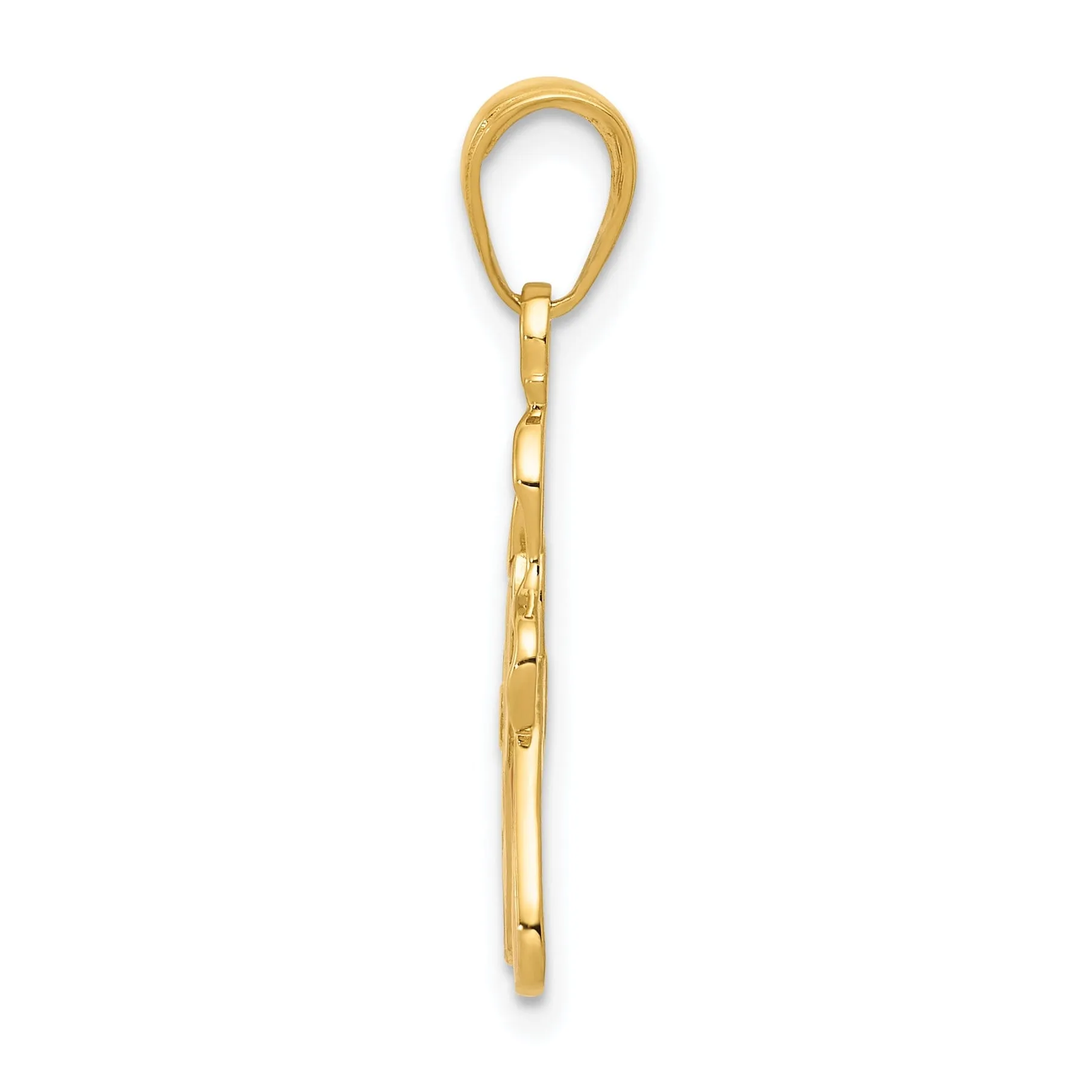 14k Yellow Gold Pink Ballet Slippers Pendant
