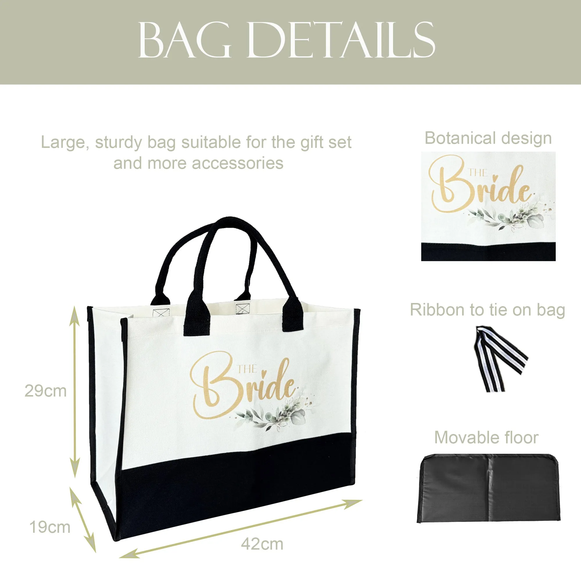 3pc Bride Gifts Set Canvas Tote Bag Slippers and Bracelet