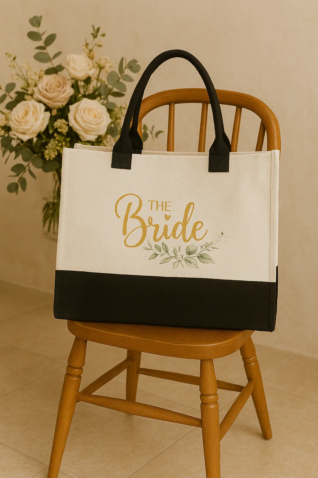 3pc Bride Gifts Set Canvas Tote Bag Slippers and Bracelet