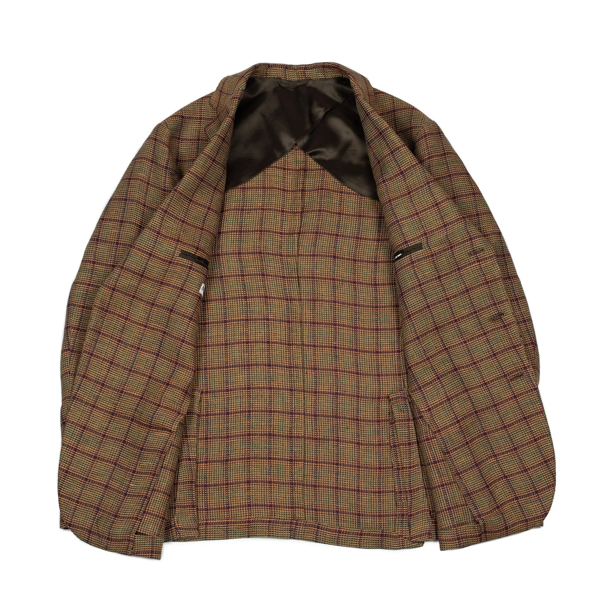 AAnzo unstructured sport coat in copper and rust plaid linen