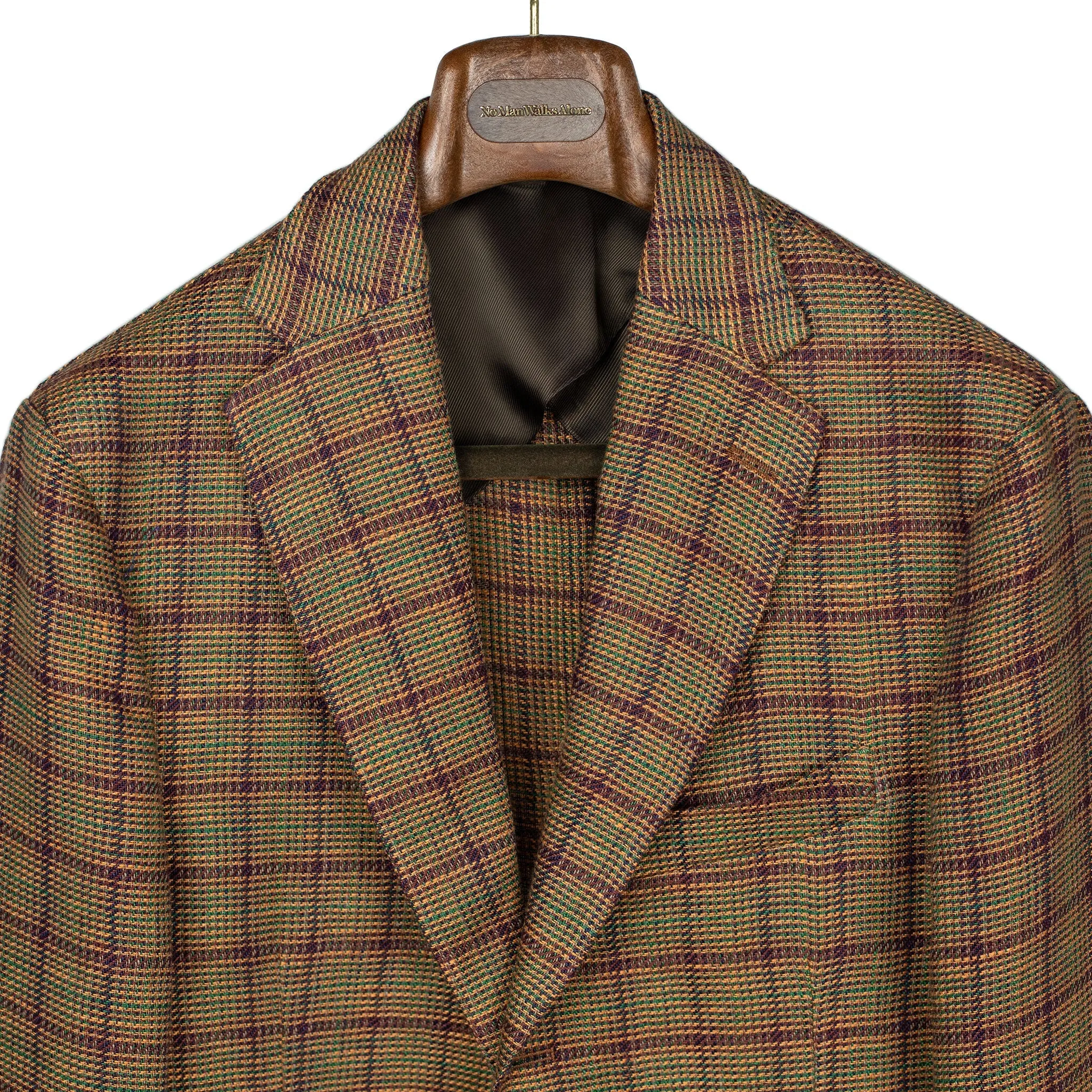 AAnzo unstructured sport coat in copper and rust plaid linen