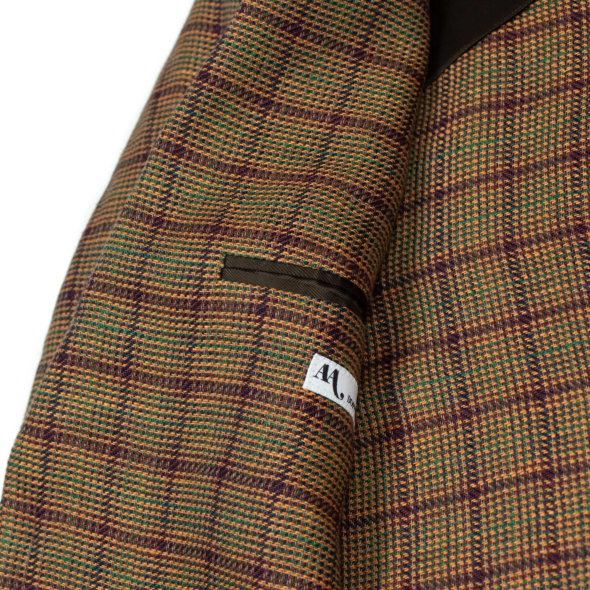 AAnzo unstructured sport coat in copper and rust plaid linen