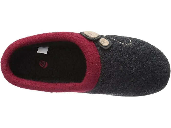 Acorn Dara Boiled Wool Slippers - Charcoal