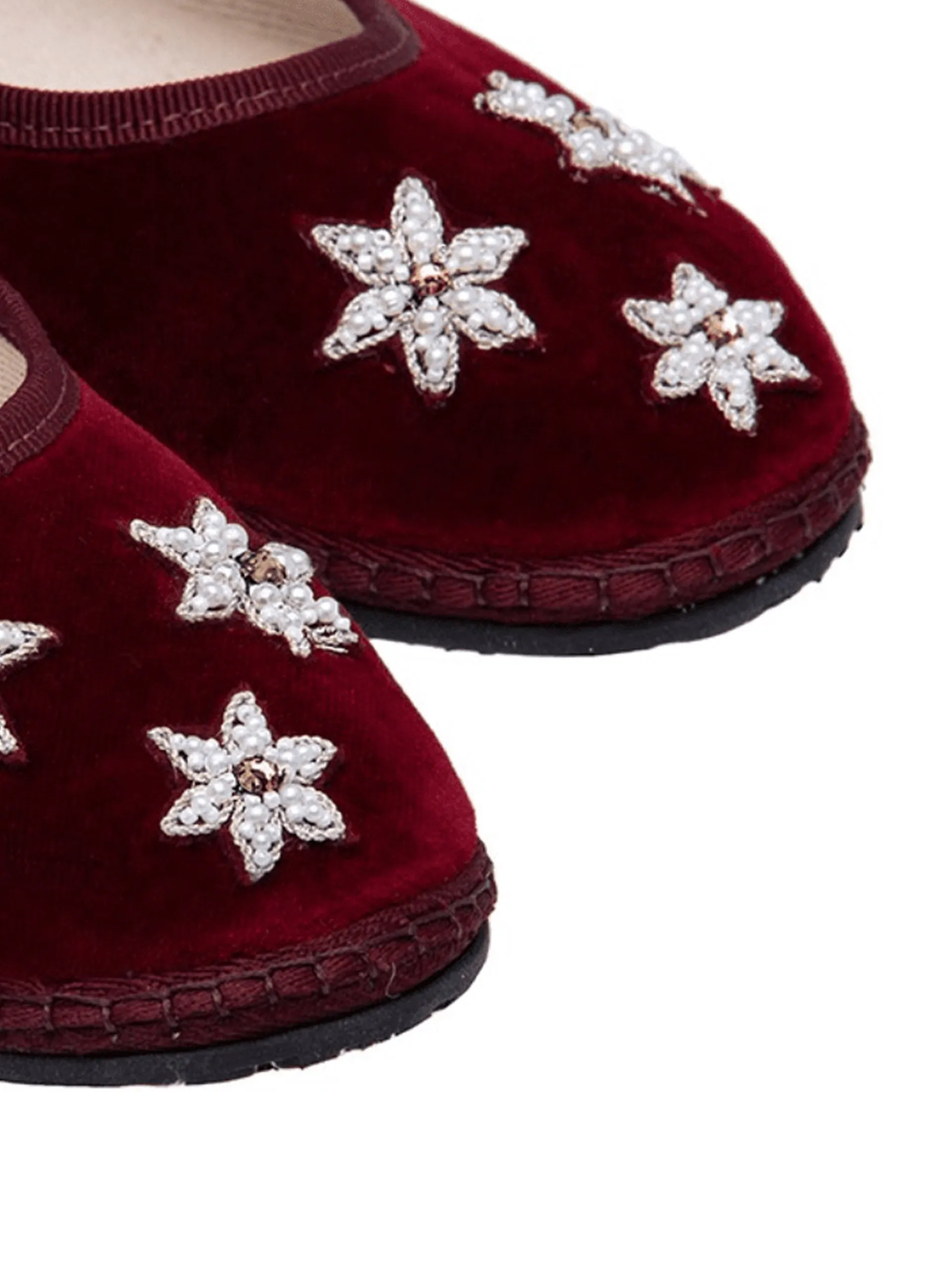 Bordeaux stars embroidery Jinx Mary Jane slippers