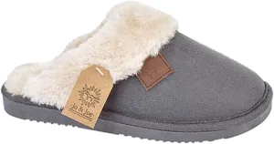 Bras & Honey Ladies Wicklow Slippers Faux Sheepskin Mule, Charcoal