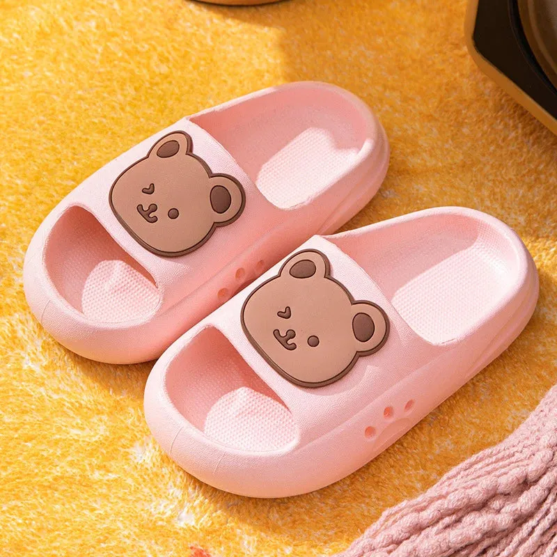 Children Slippers Summer Cartoon Bear Home Shoes For Boy Girls Soft Eva Flat Heel Slippers Beach Child Kids Baby Slides