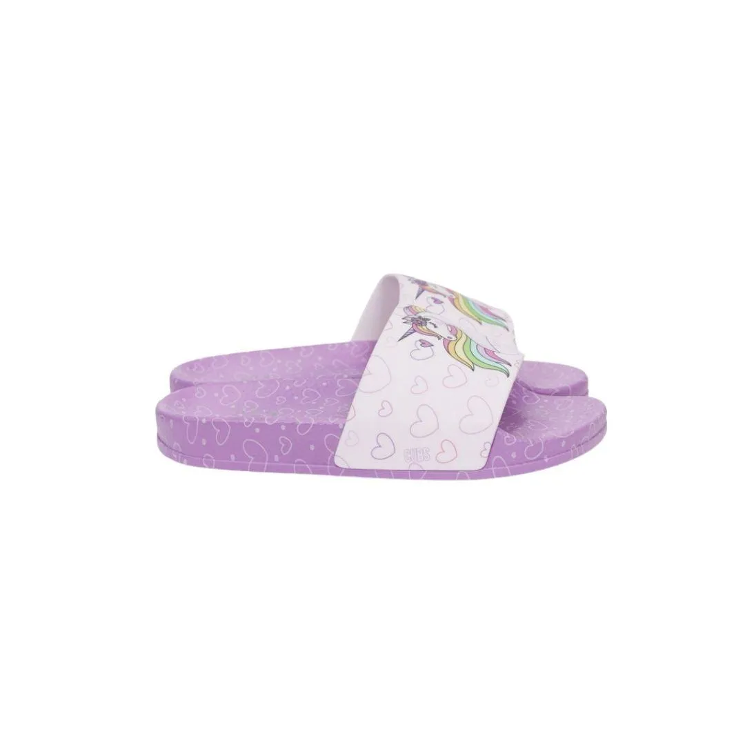 Cubs Unicorn Hearts Purple Girls Slide