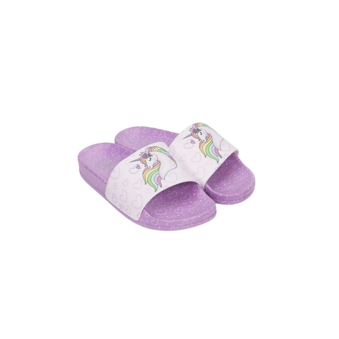Cubs Unicorn Hearts Purple Girls Slide