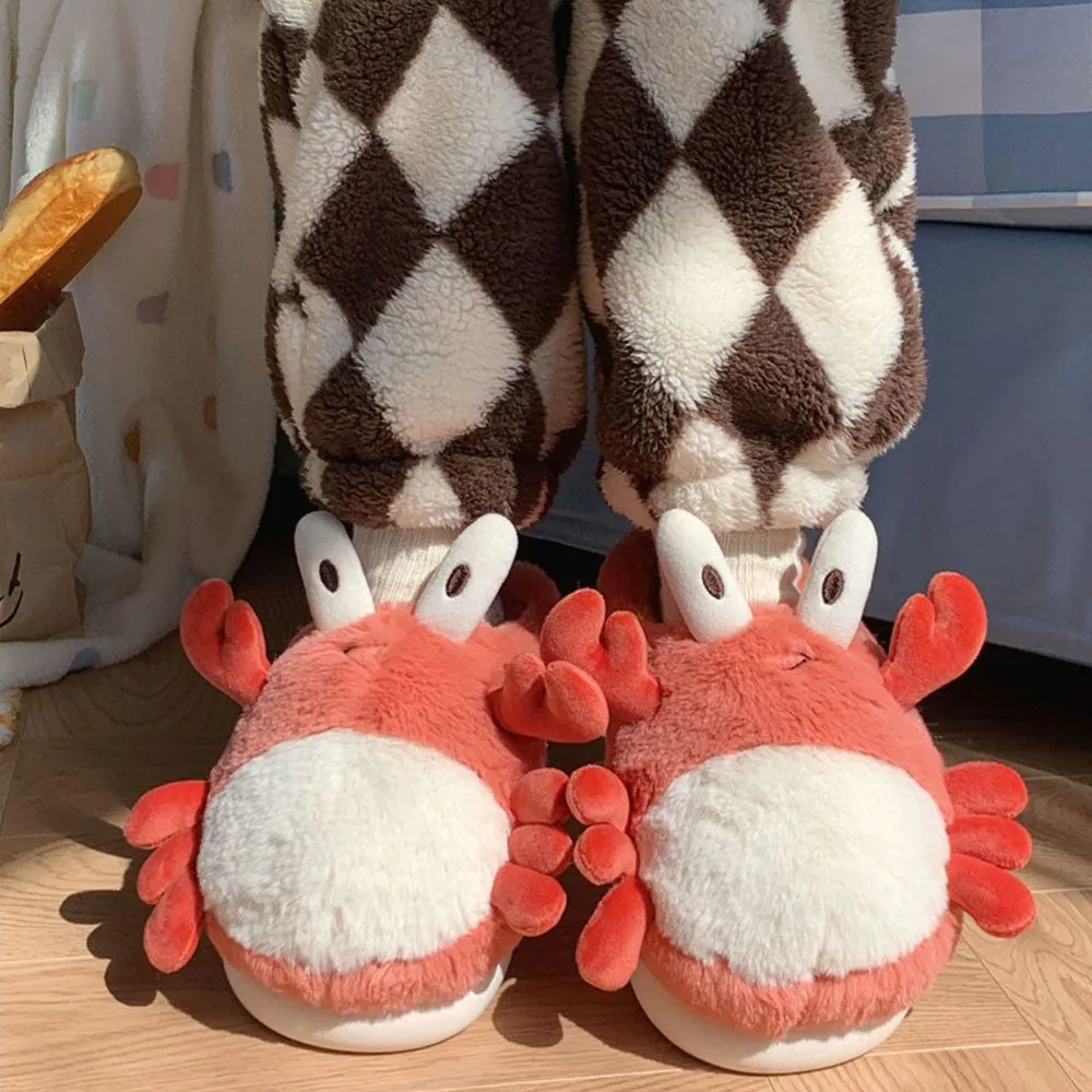 Cute Cartoon Crabs Plush Slippers