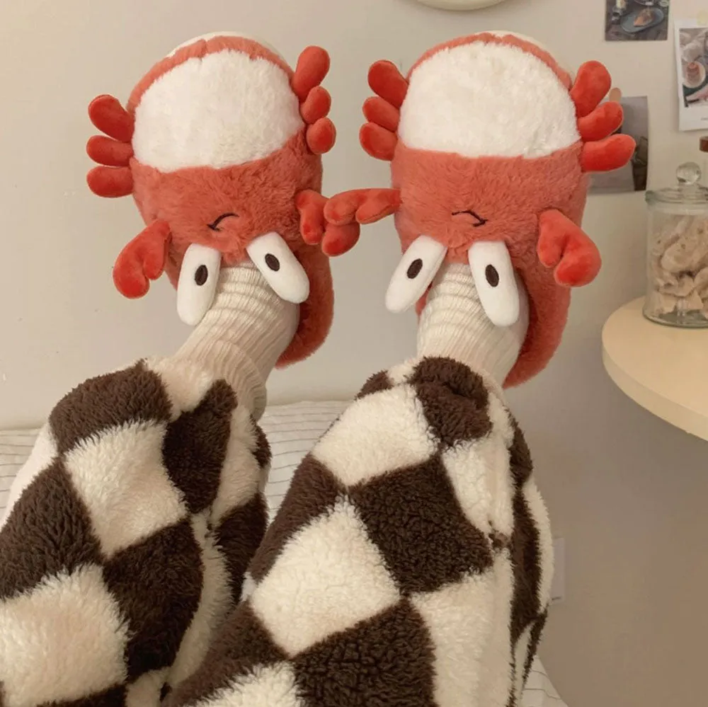Cute Cartoon Crabs Plush Slippers