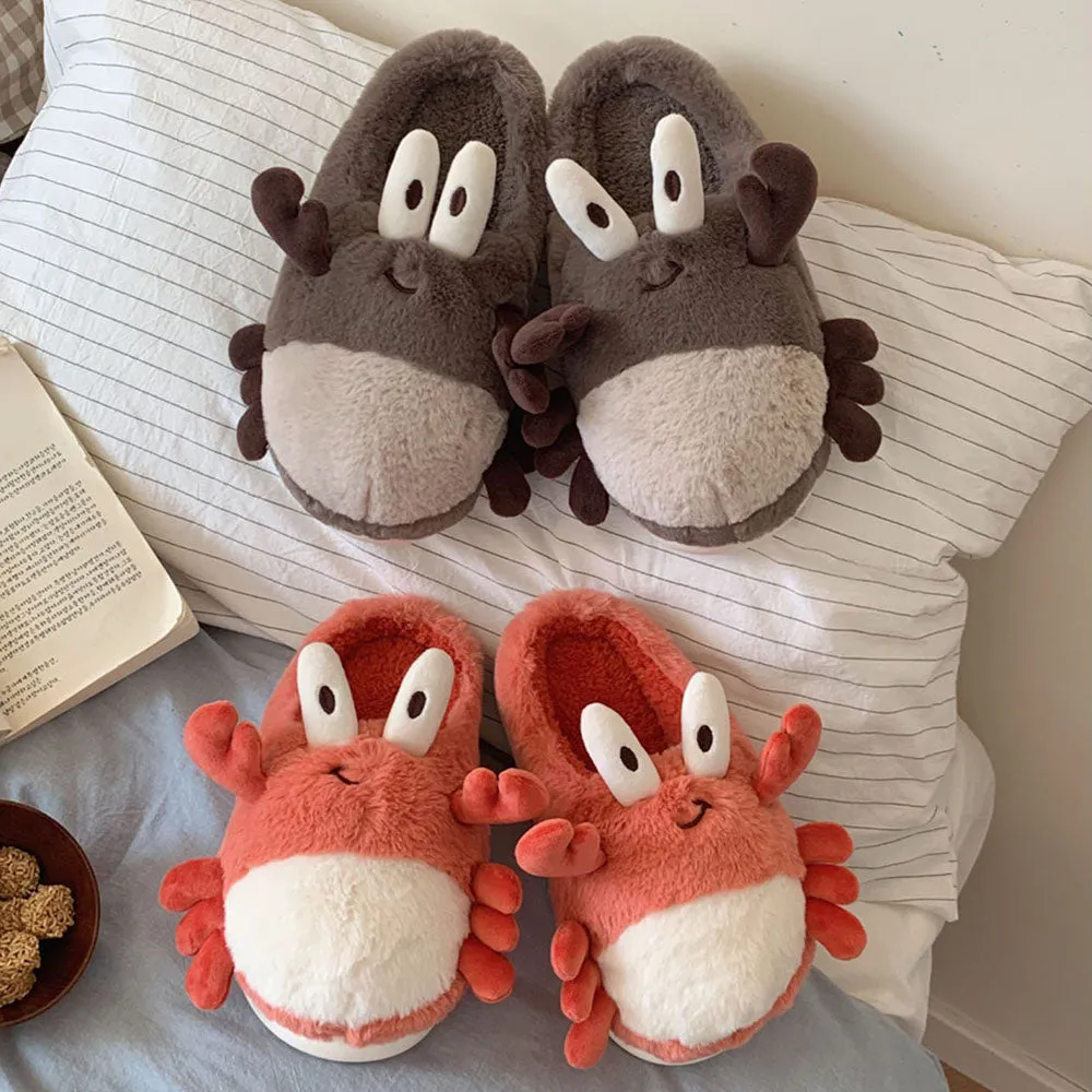 Cute Cartoon Crabs Plush Slippers