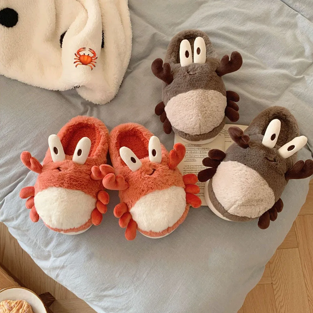 Cute Cartoon Crabs Plush Slippers