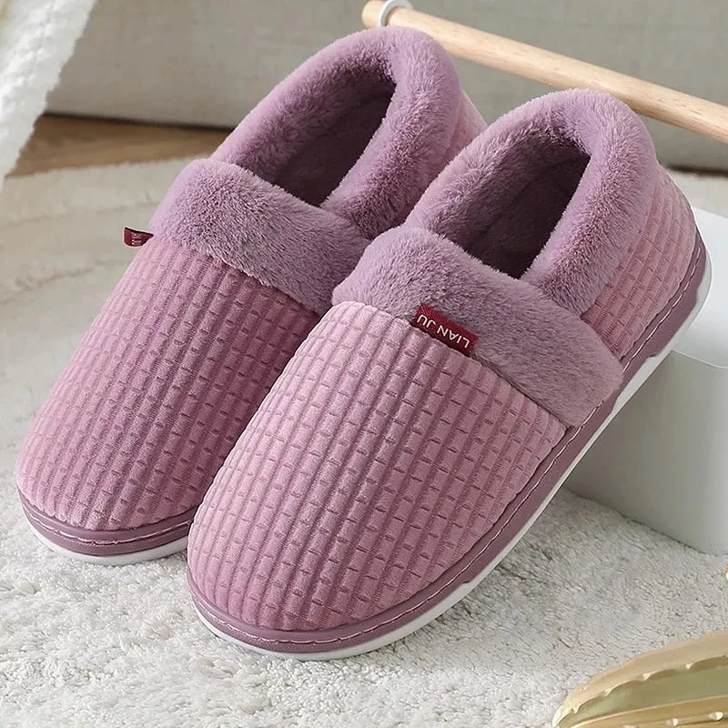 Cuzcare Men Colorful Home Fur Slippers Winter Shoes