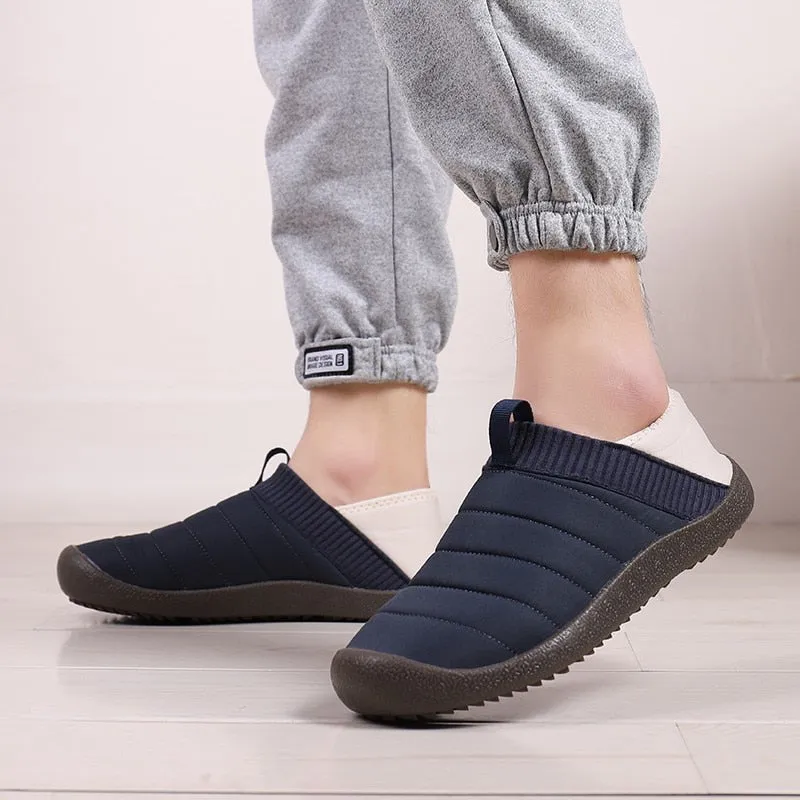 Cuzcare Men Fur Slippers Anti-slip Waterproof Indoor Slides