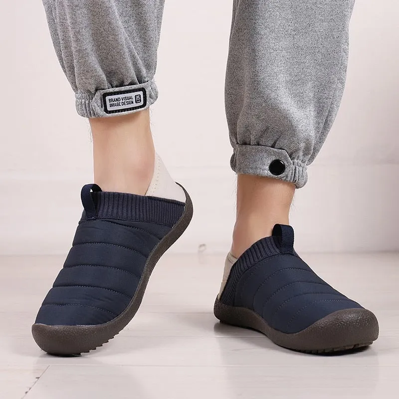 Cuzcare Men Fur Slippers Anti-slip Waterproof Indoor Slides