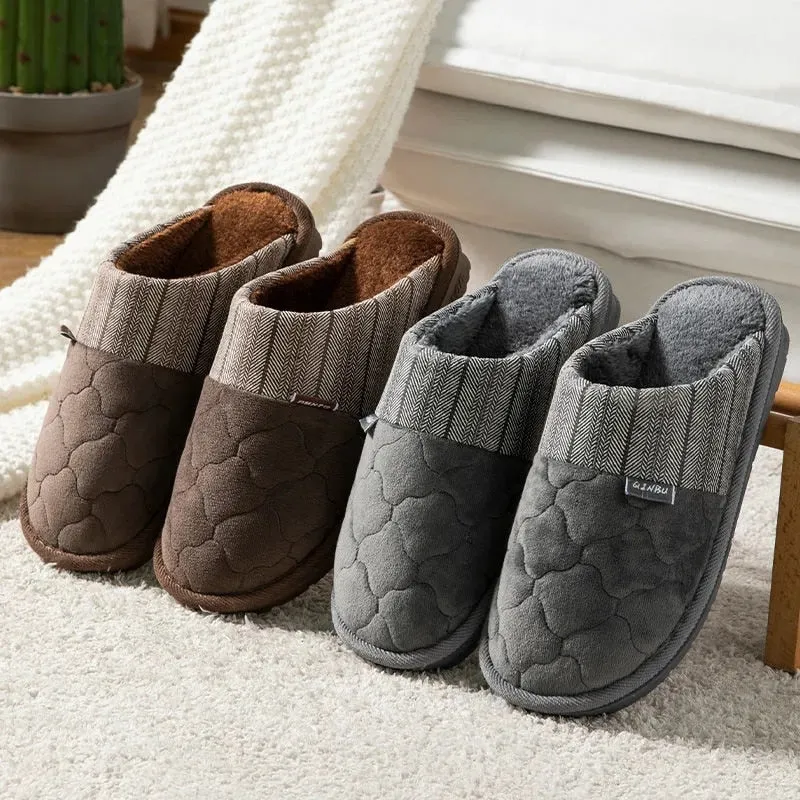 Cuzcare Men Velvet Winter Slippers Nonskid Indoor Shoes
