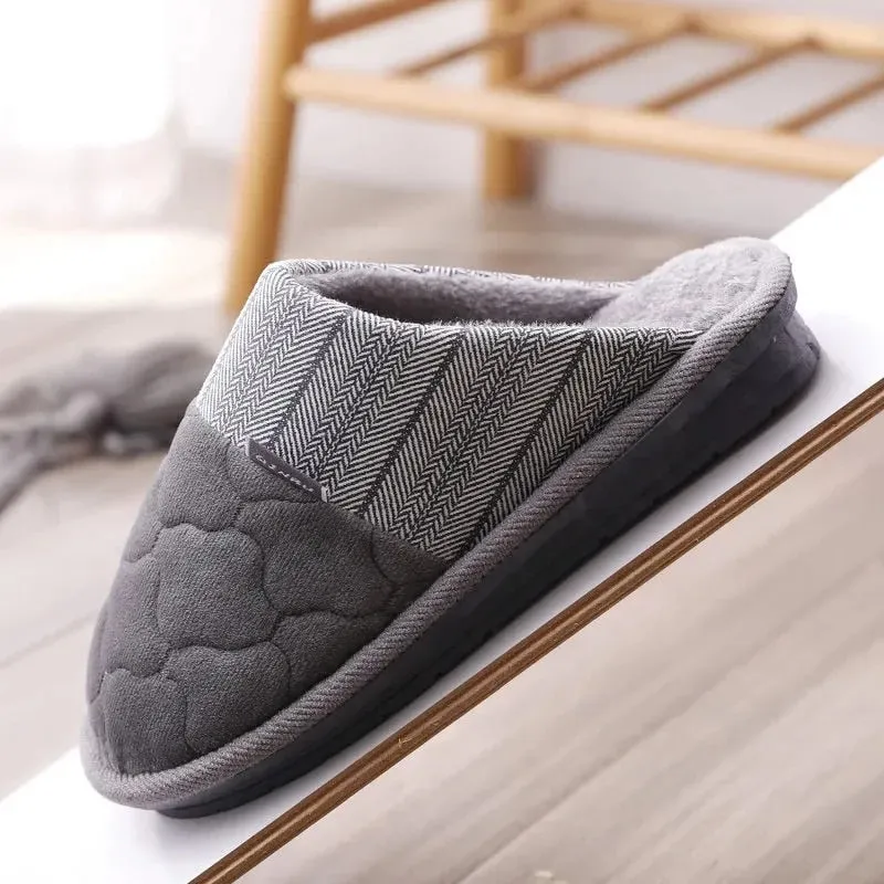 Cuzcare Men Velvet Winter Slippers Nonskid Indoor Shoes
