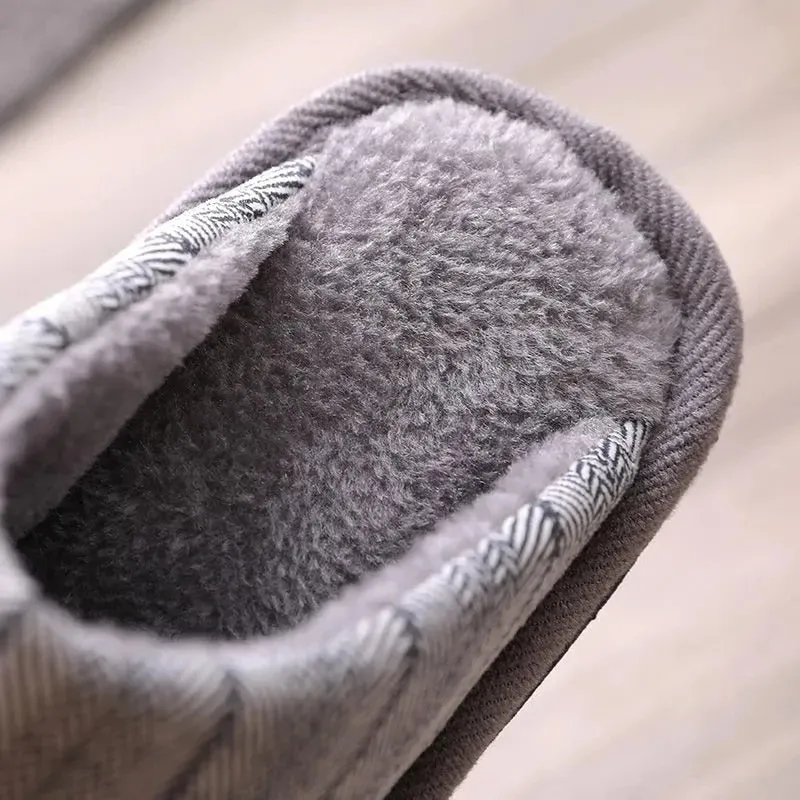 Cuzcare Men Velvet Winter Slippers Nonskid Indoor Shoes
