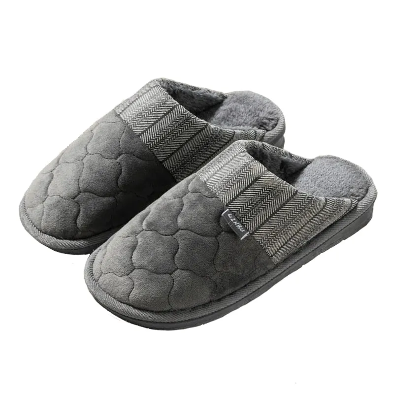 Cuzcare Men Velvet Winter Slippers Nonskid Indoor Shoes