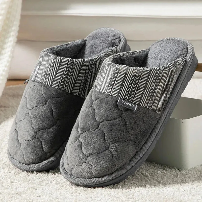 Cuzcare Men Velvet Winter Slippers Nonskid Indoor Shoes