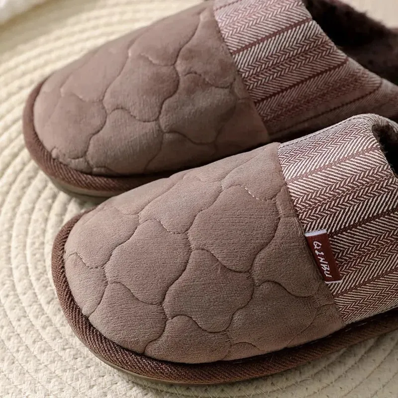 Cuzcare Men Velvet Winter Slippers Nonskid Indoor Shoes
