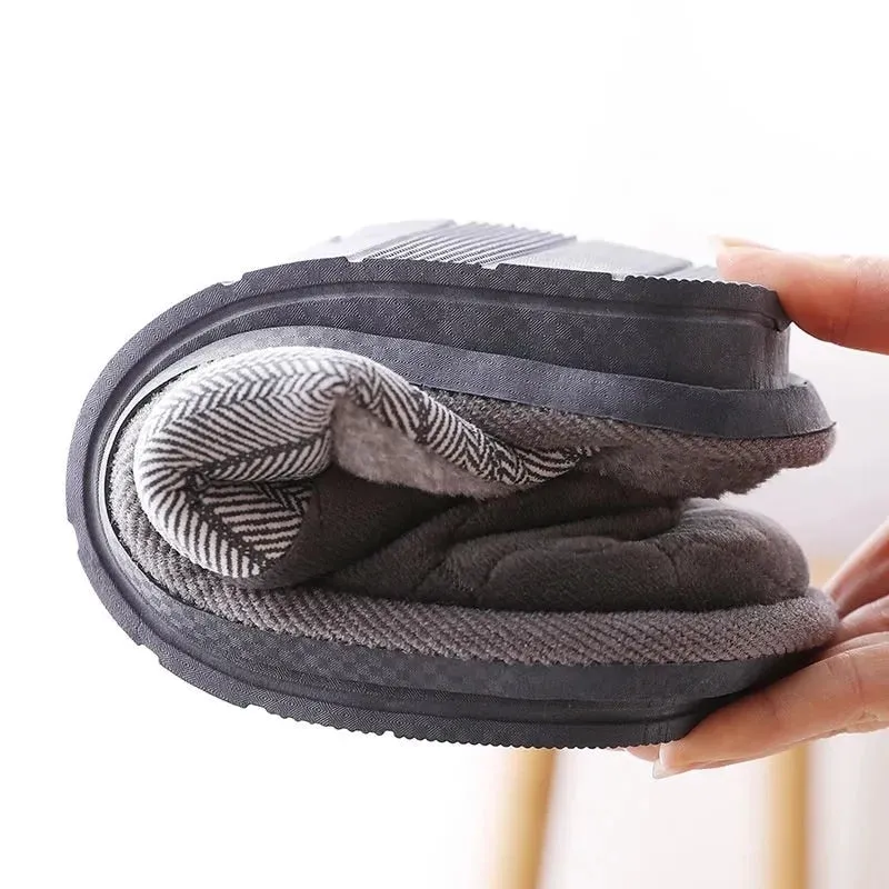 Cuzcare Men Velvet Winter Slippers Nonskid Indoor Shoes