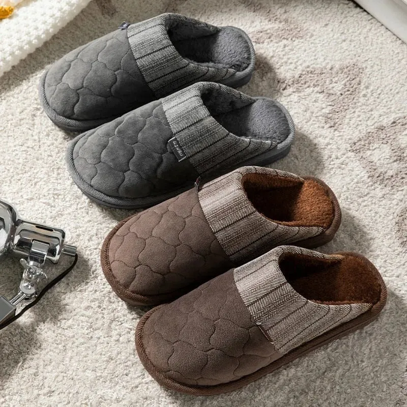 Cuzcare Men Velvet Winter Slippers Nonskid Indoor Shoes