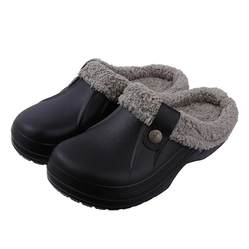 Cuzcare Plush Winter Slippers Women Heel Support Waterproof Slides