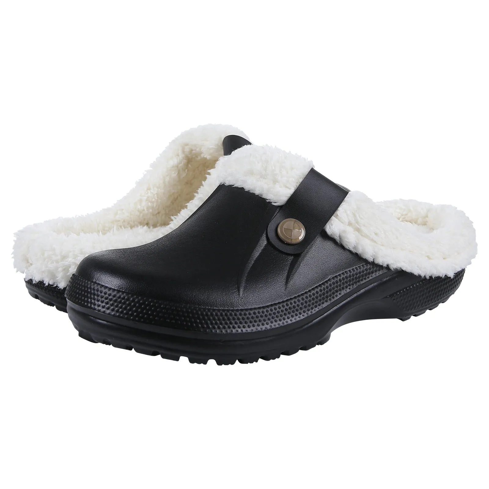 Cuzcare Plush Winter Slippers Women Heel Support Waterproof Slides