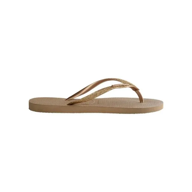Havaianas Slim Glitter Women Beach Slippers Rose Gold