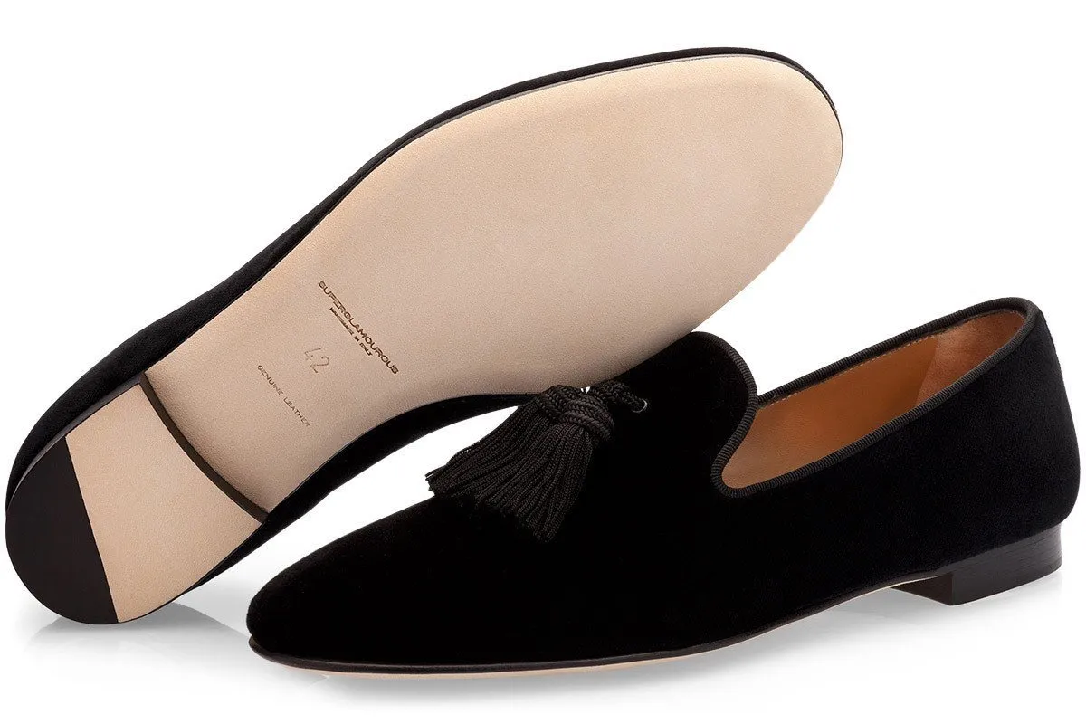 LOUIS VELOUR BLACK SLIPPERS