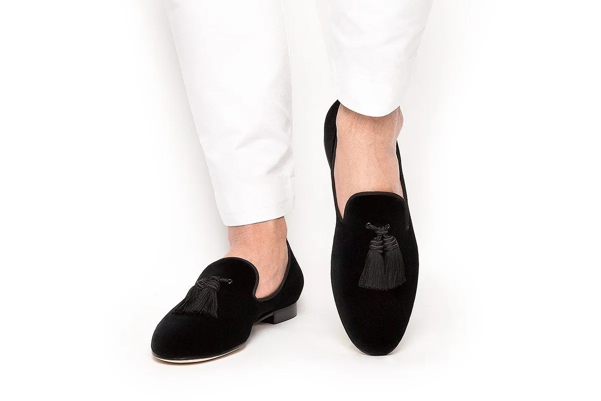 LOUIS VELOUR BLACK SLIPPERS