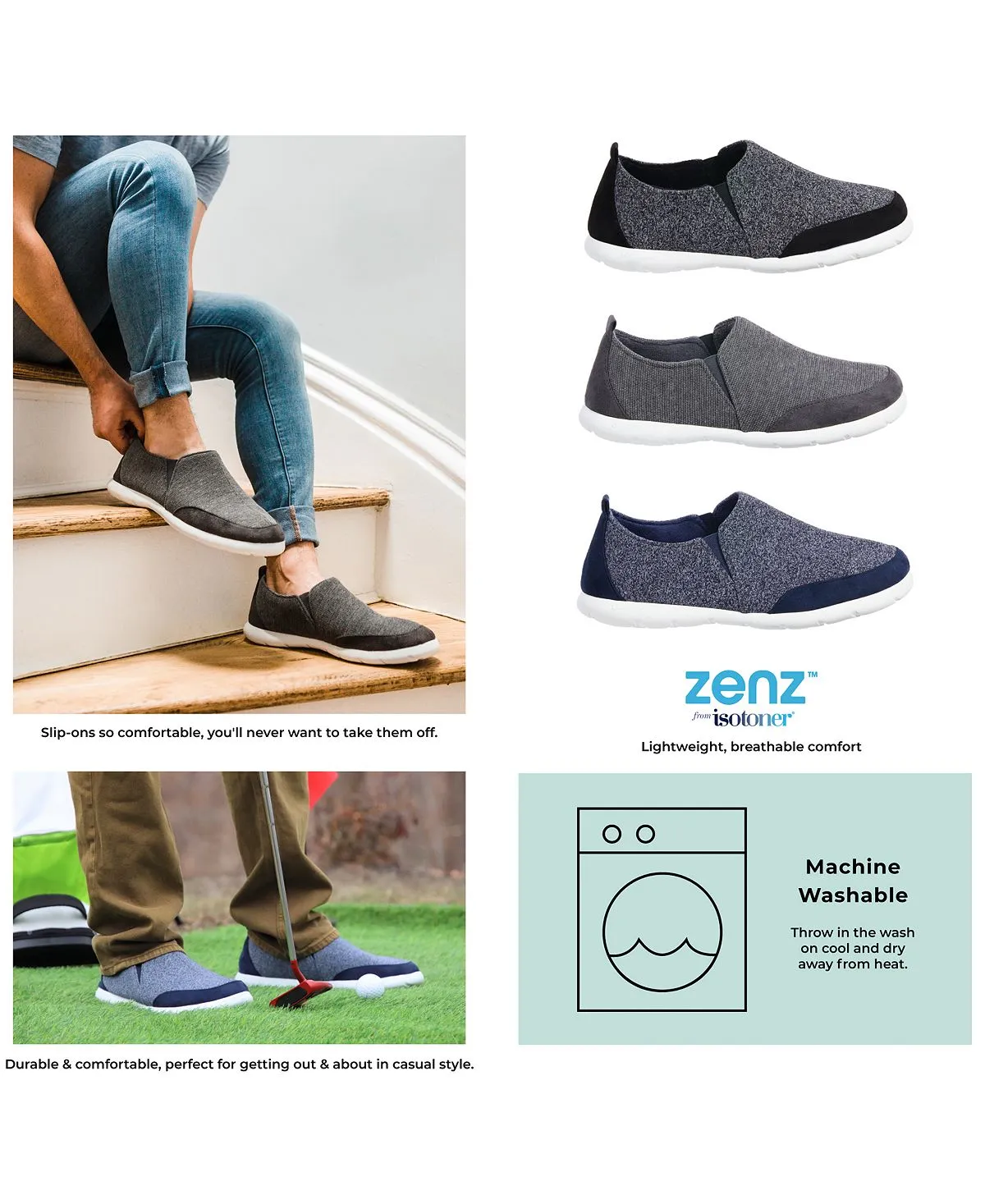 Men's knitted slippers zenz sport for indoors and outdoors Isotoner