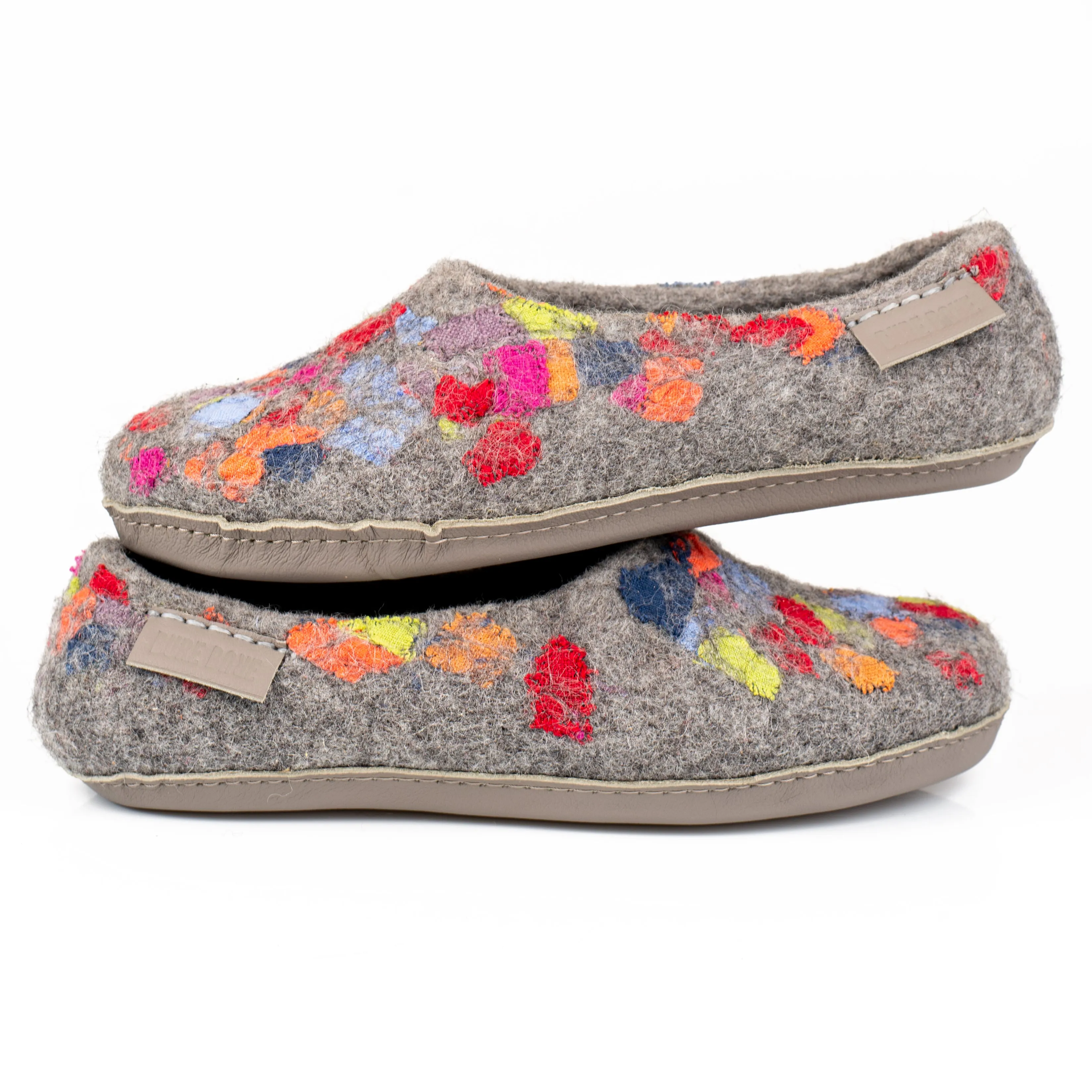 Natural Gray Slippers with Linen