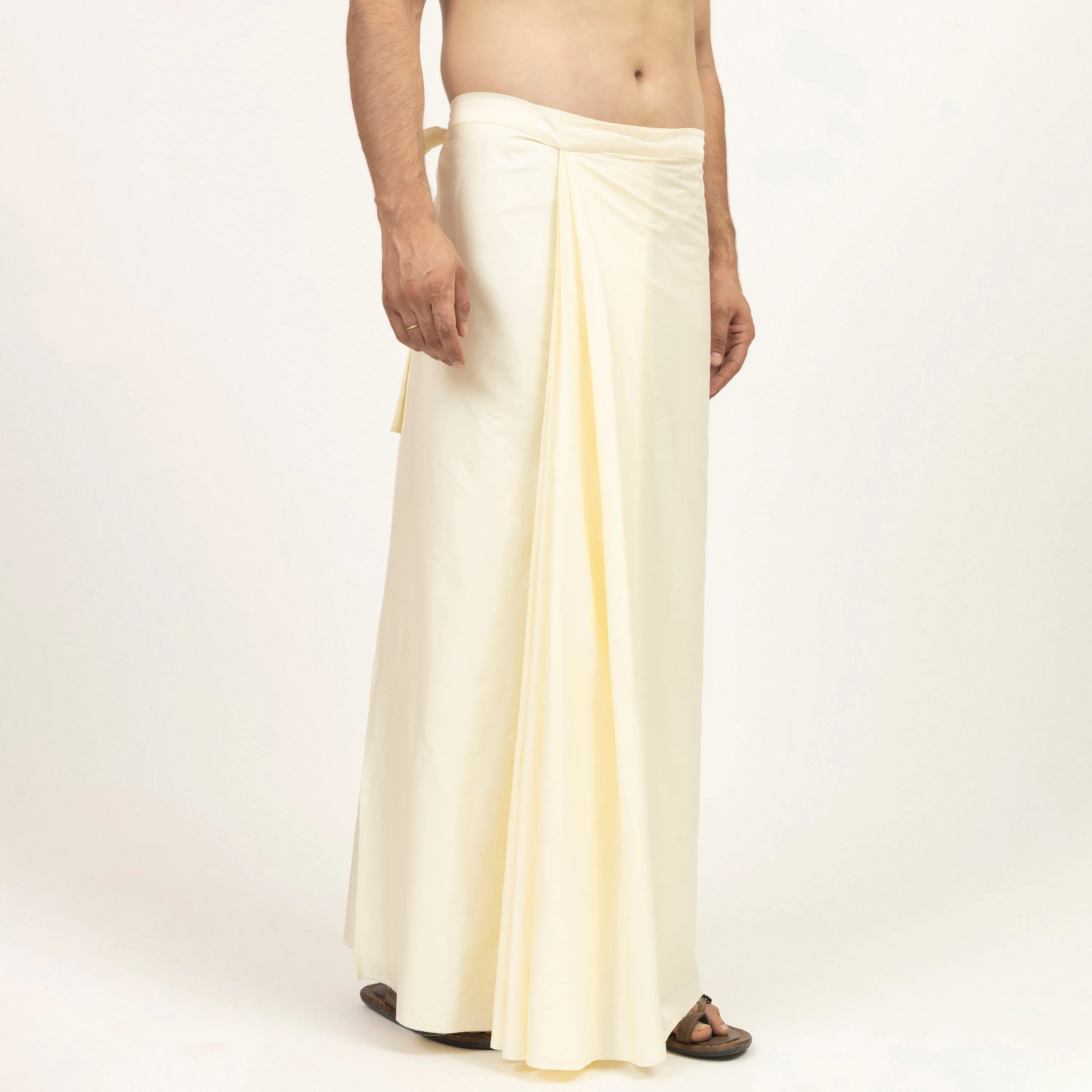 Off White Pre Pleated Wrap Dhoti