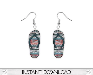 Patriotic July 4th Flip Flop PNG Design for Sublimation, Earrings, Keychain, Signs, Digital Download