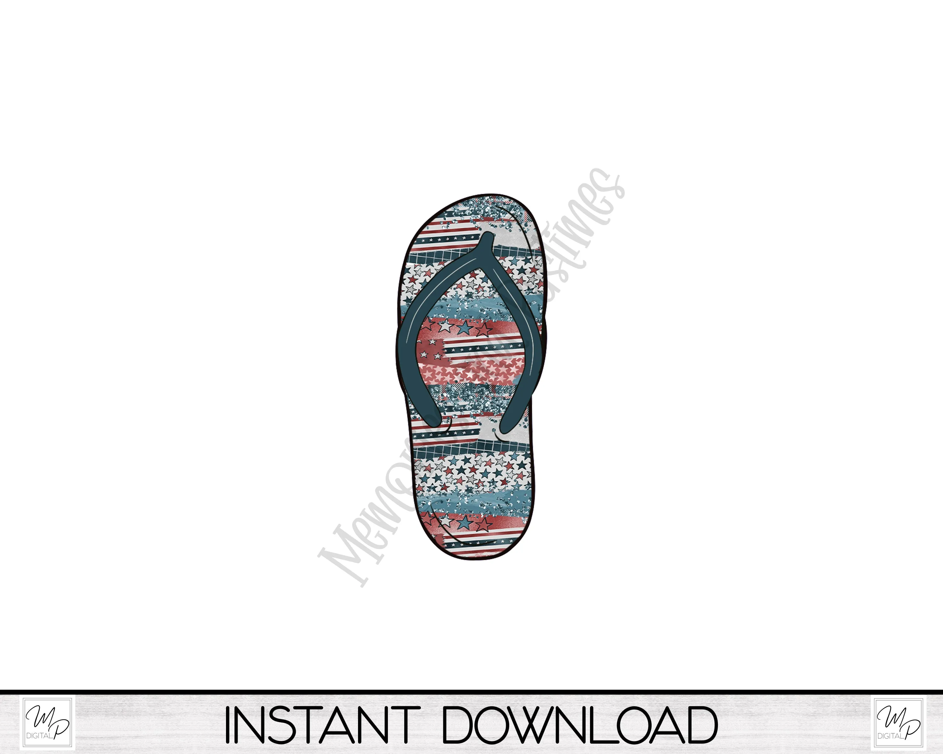 Patriotic July 4th Flip Flop PNG Design for Sublimation, Earrings, Keychain, Signs, Digital Download