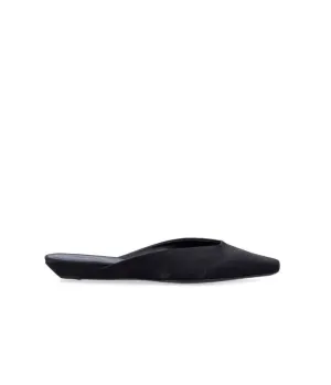 Petros Flat Satin Sabo in Black