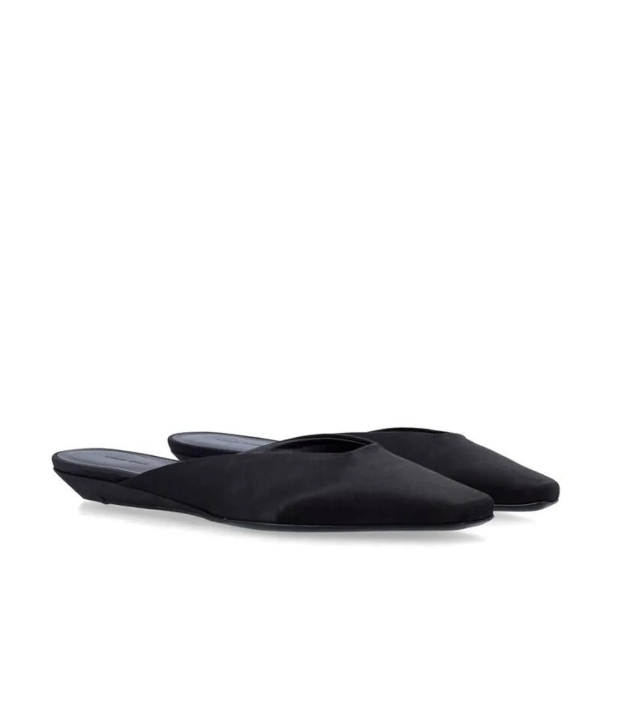 Petros Flat Satin Sabo in Black