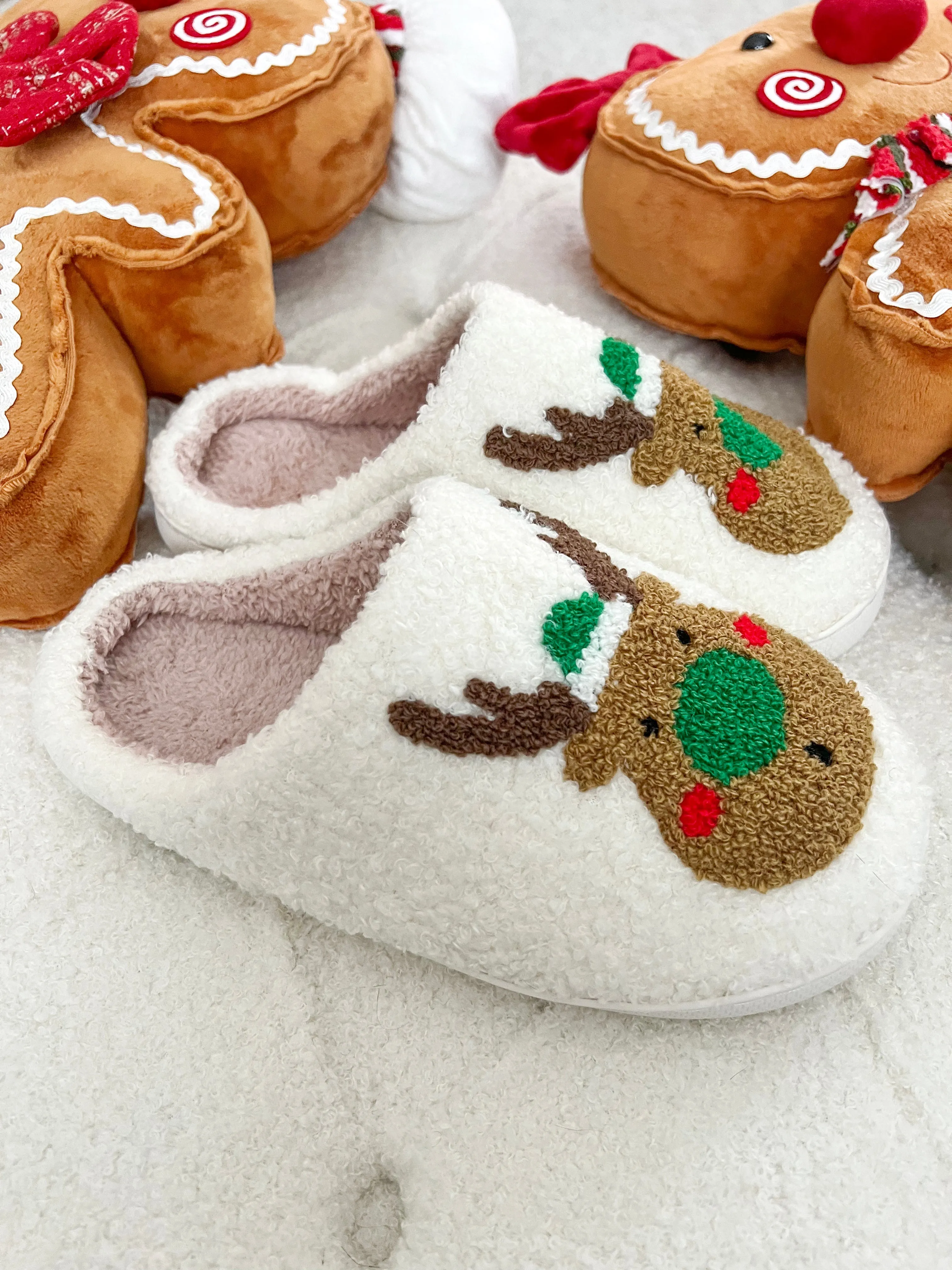 Reindeer Slippers Green