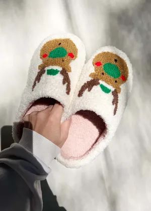 Reindeer Slippers Green