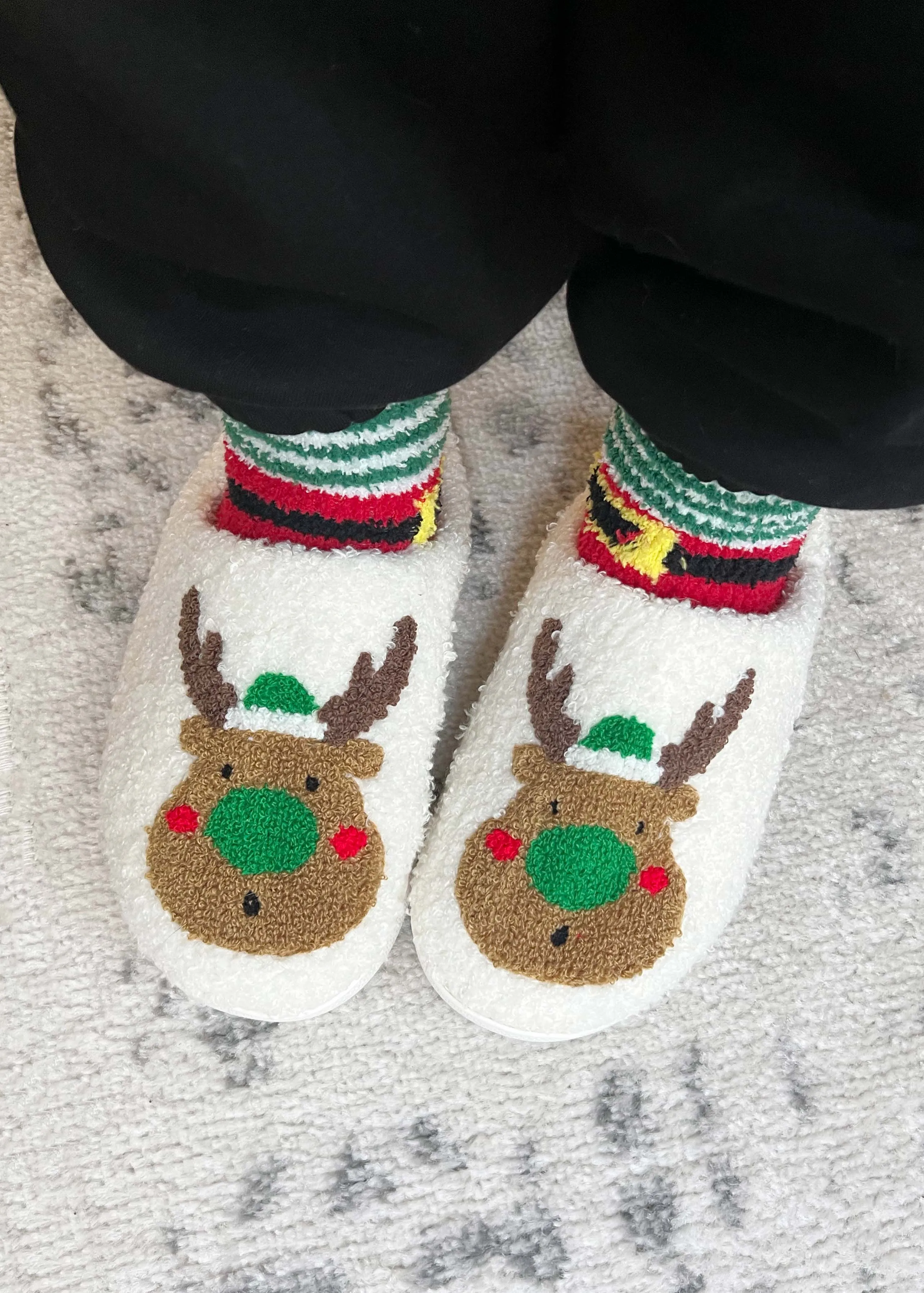 Reindeer Slippers Green