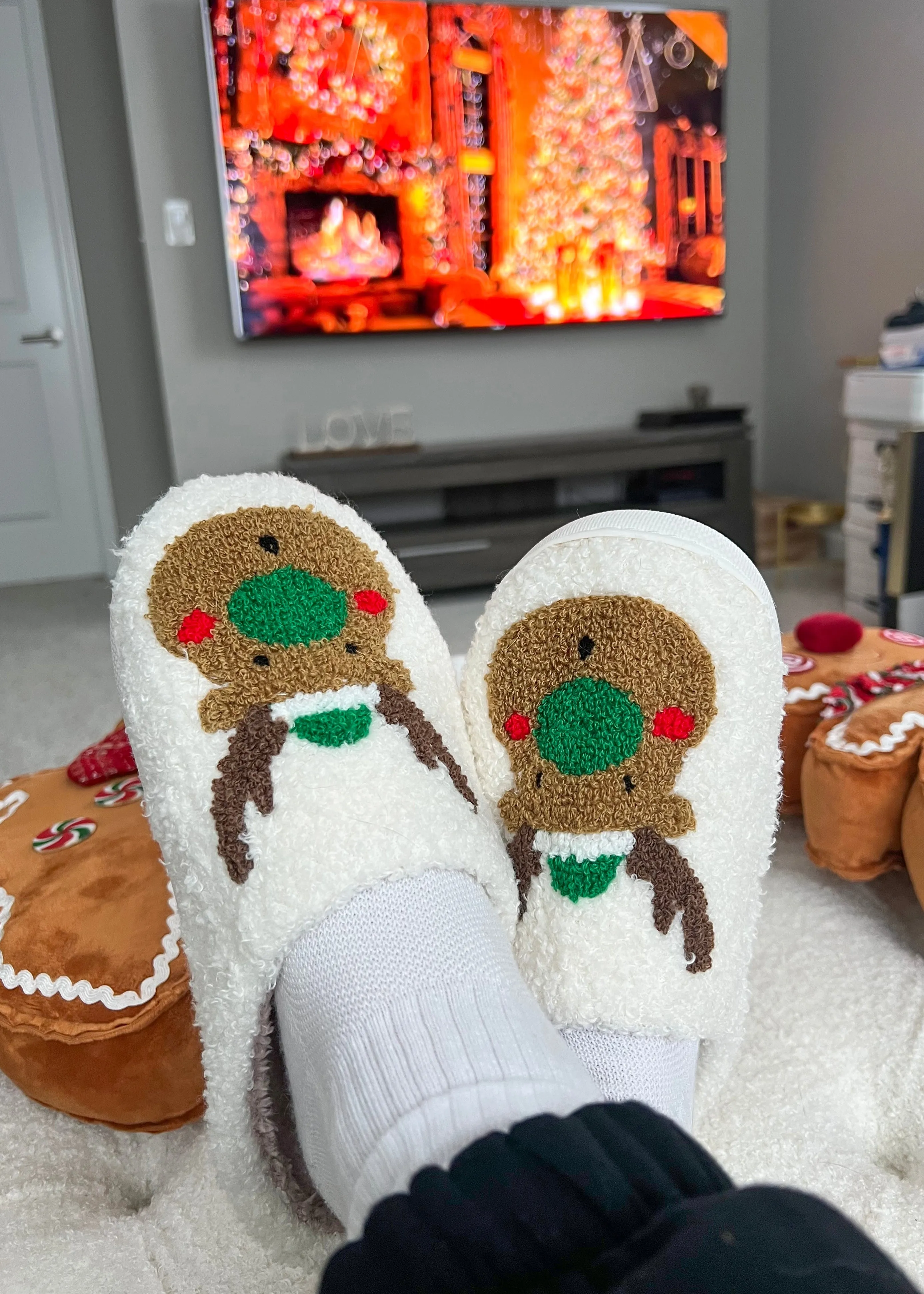 Reindeer Slippers Green
