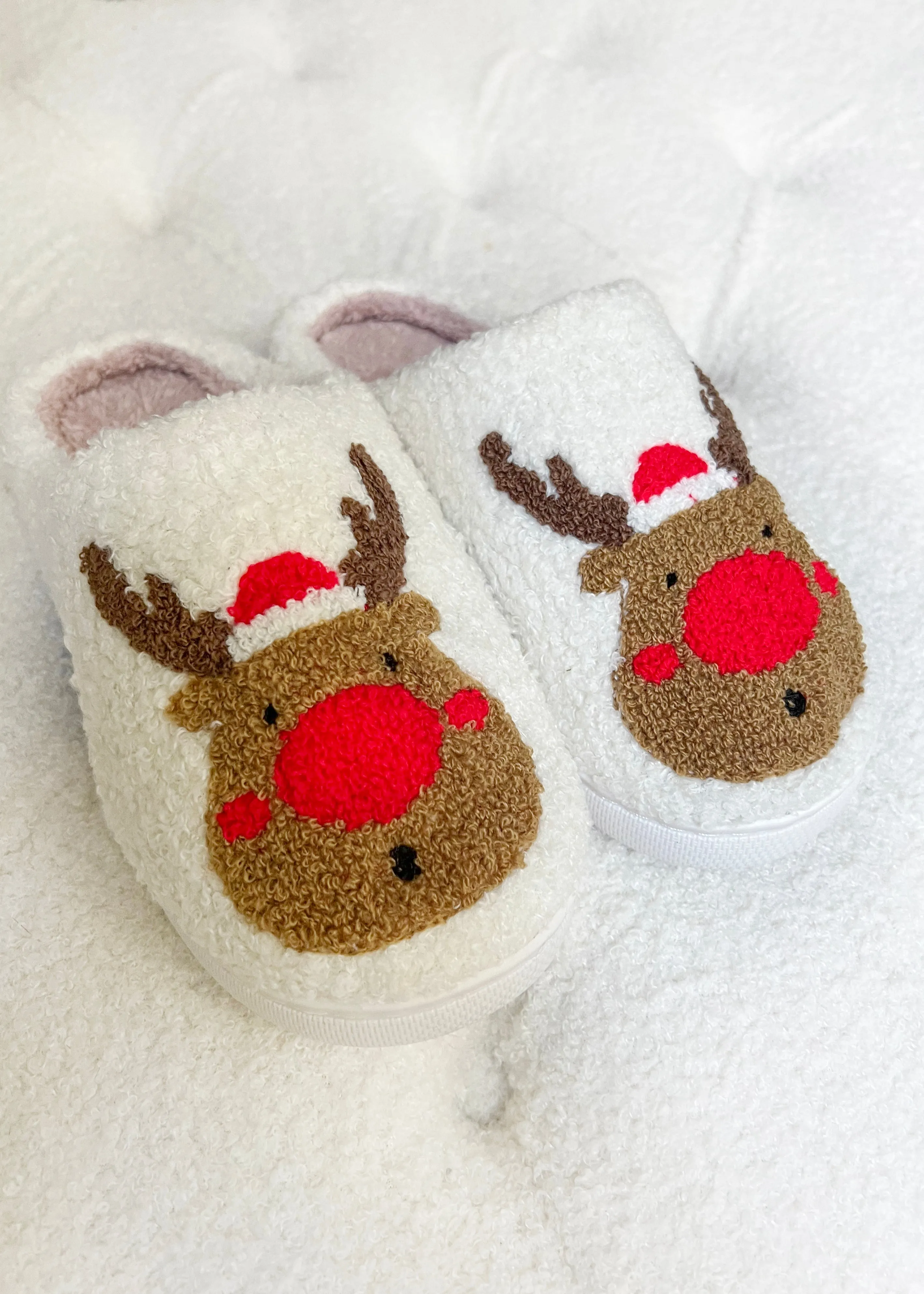 Reindeer Slippers Red