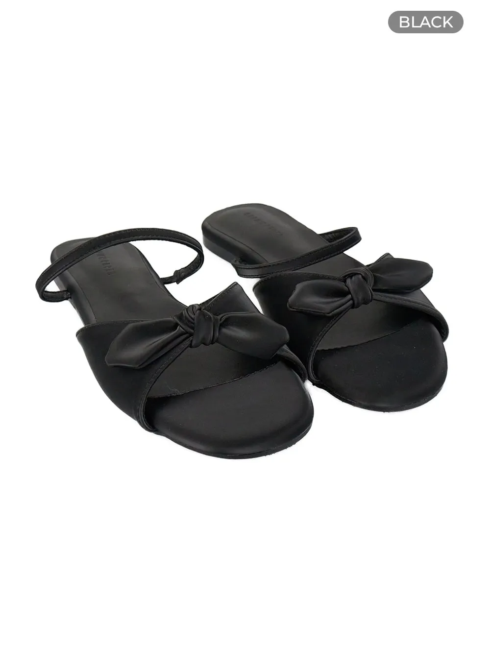 Ribbon Strap Faux Leather Slippers OL422