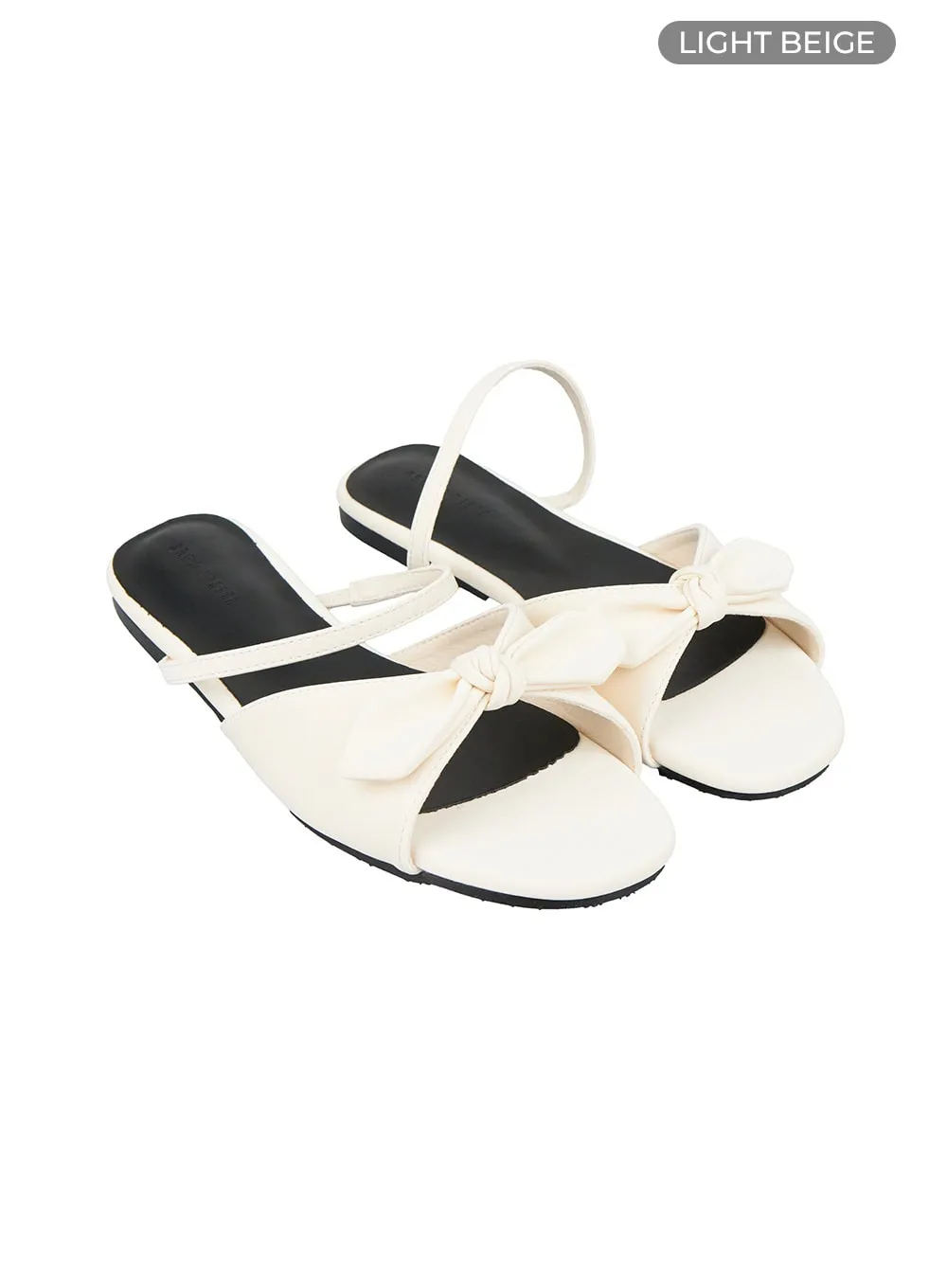 Ribbon Strap Faux Leather Slippers OL422