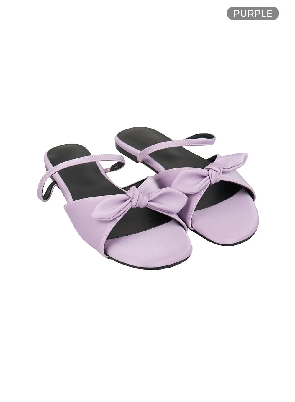 Ribbon Strap Faux Leather Slippers OL422