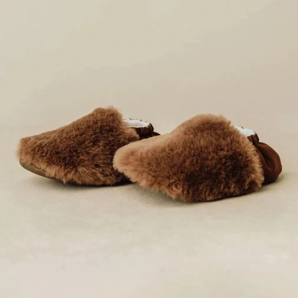 SoftSoul Footware - Faux Fur Slippers - Chocolate Brown