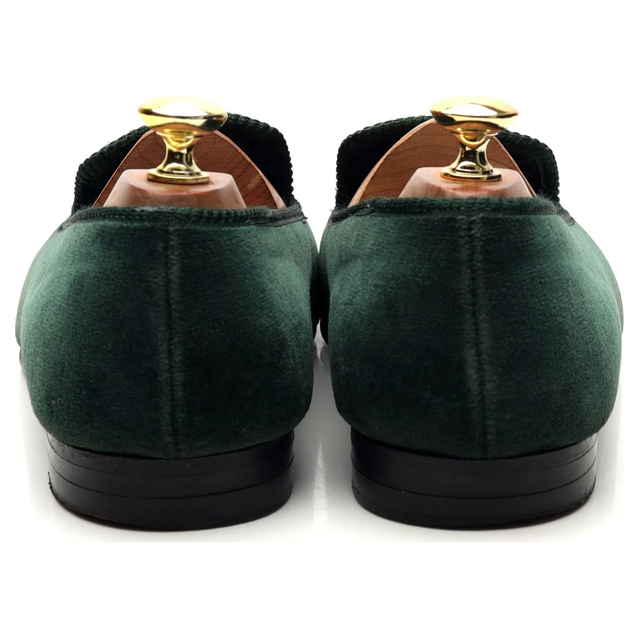 'Thistle' Dark Green Velvet Slippers UK 8.5