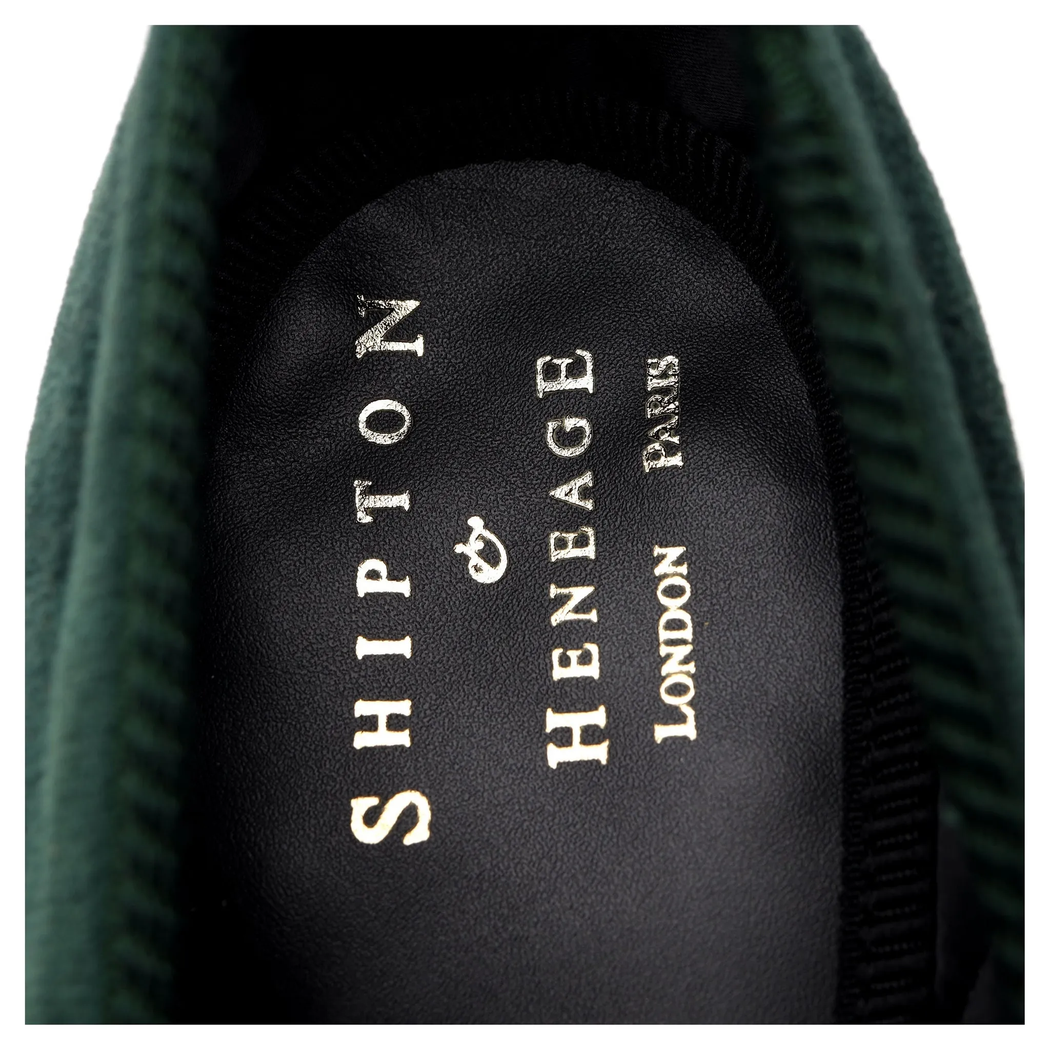 'Thistle' Dark Green Velvet Slippers UK 8.5